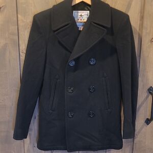 Sterlingwear Anchor Collection Black Wool Peacoat 34S